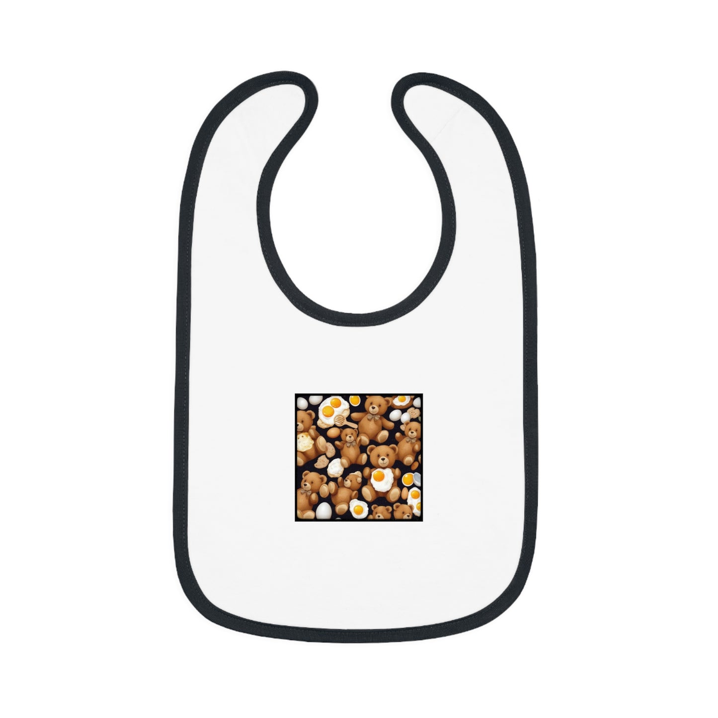 Bears and Fried Eggs Baby Contrast Trim Jersey Bib