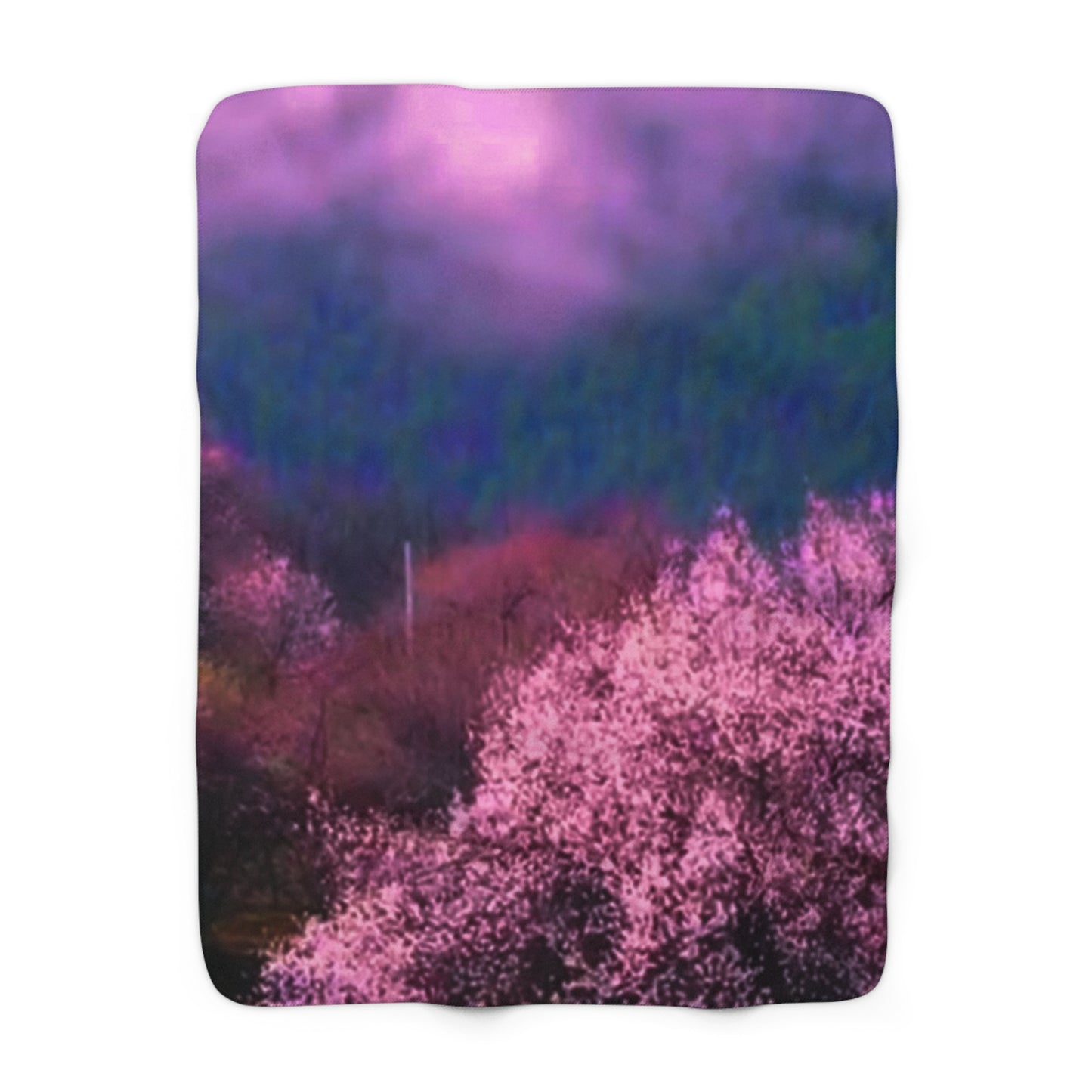 Pink forest Sherpa Fleece Blanket