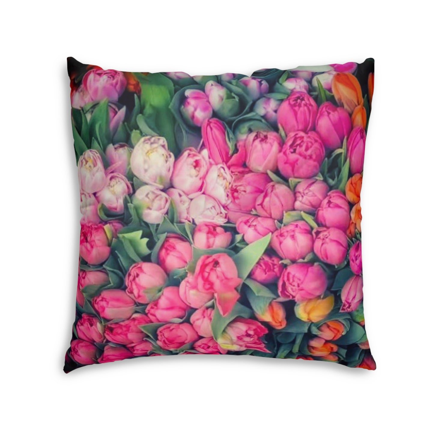 Roses Abundance Series Tufted Floor Pillow, Square