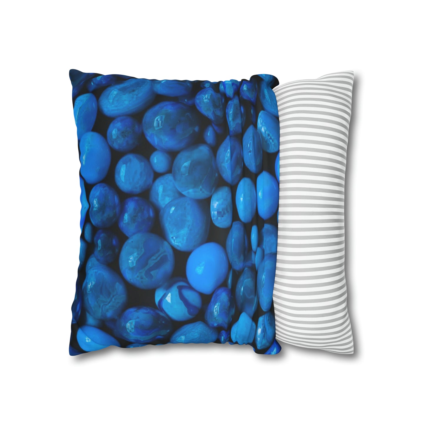 Blue Marbles Faux Suede Square Pillowcase