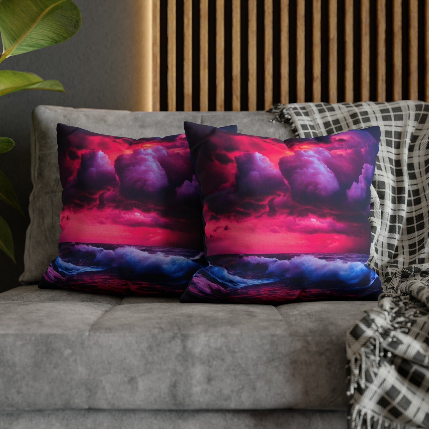 Fire Sky Spun Polyester Square Pillowcase