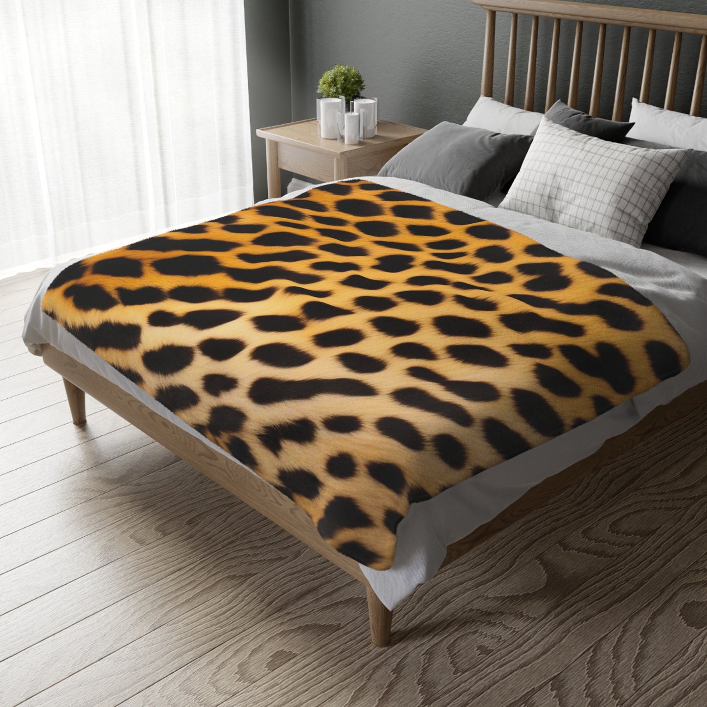 Cheetah fur Velveteen Microfiber Blanket (Two-sided print)