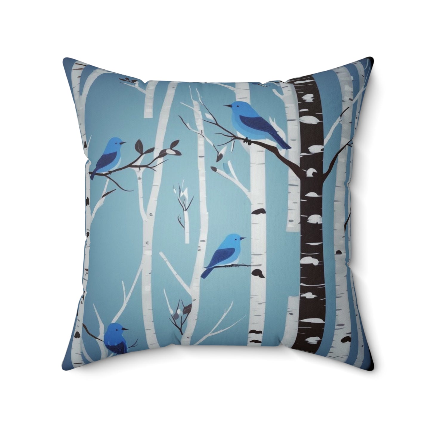 Birds in Birches Spun Polyester Square Pillow