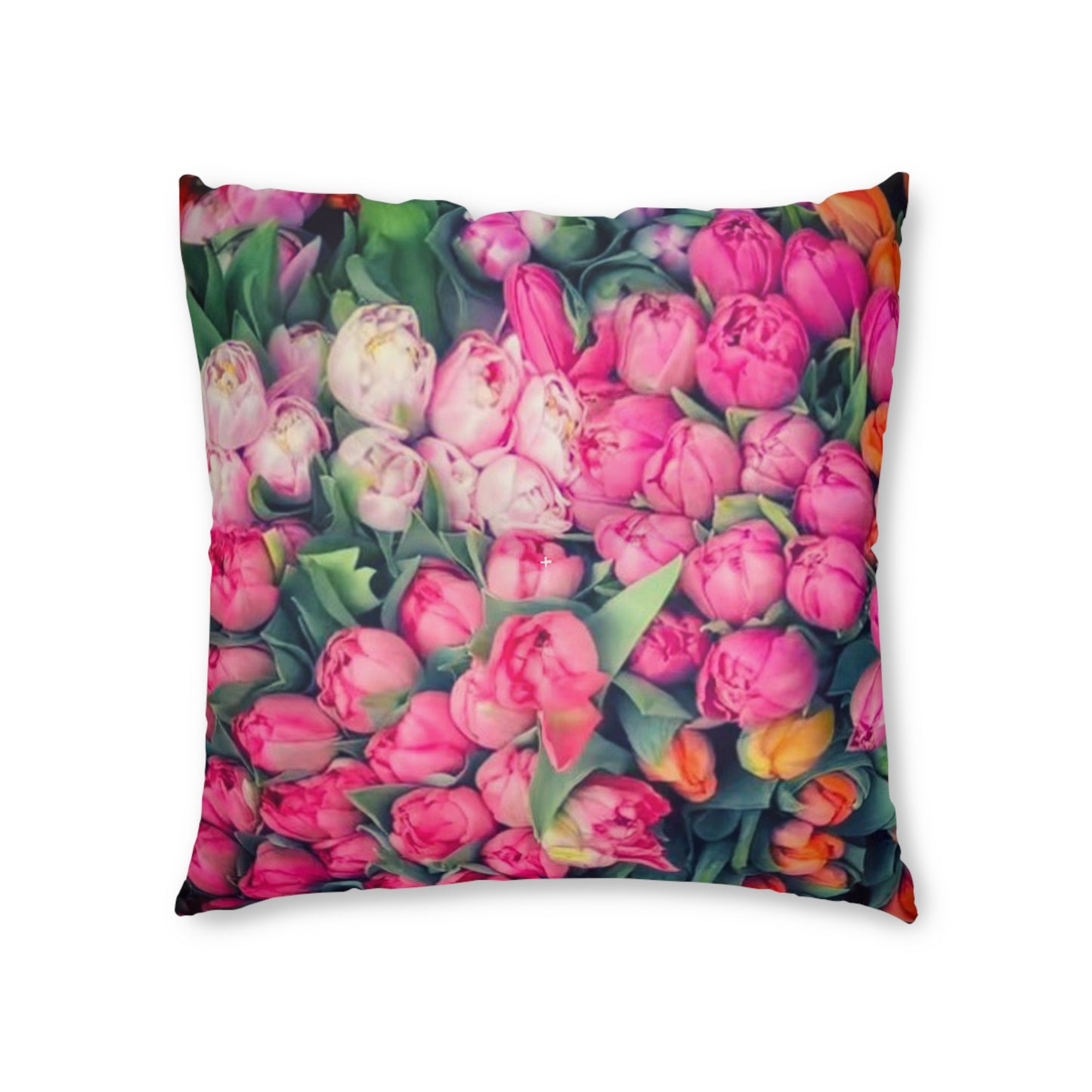 Roses Abundance Series Tufted Floor Pillow, Square