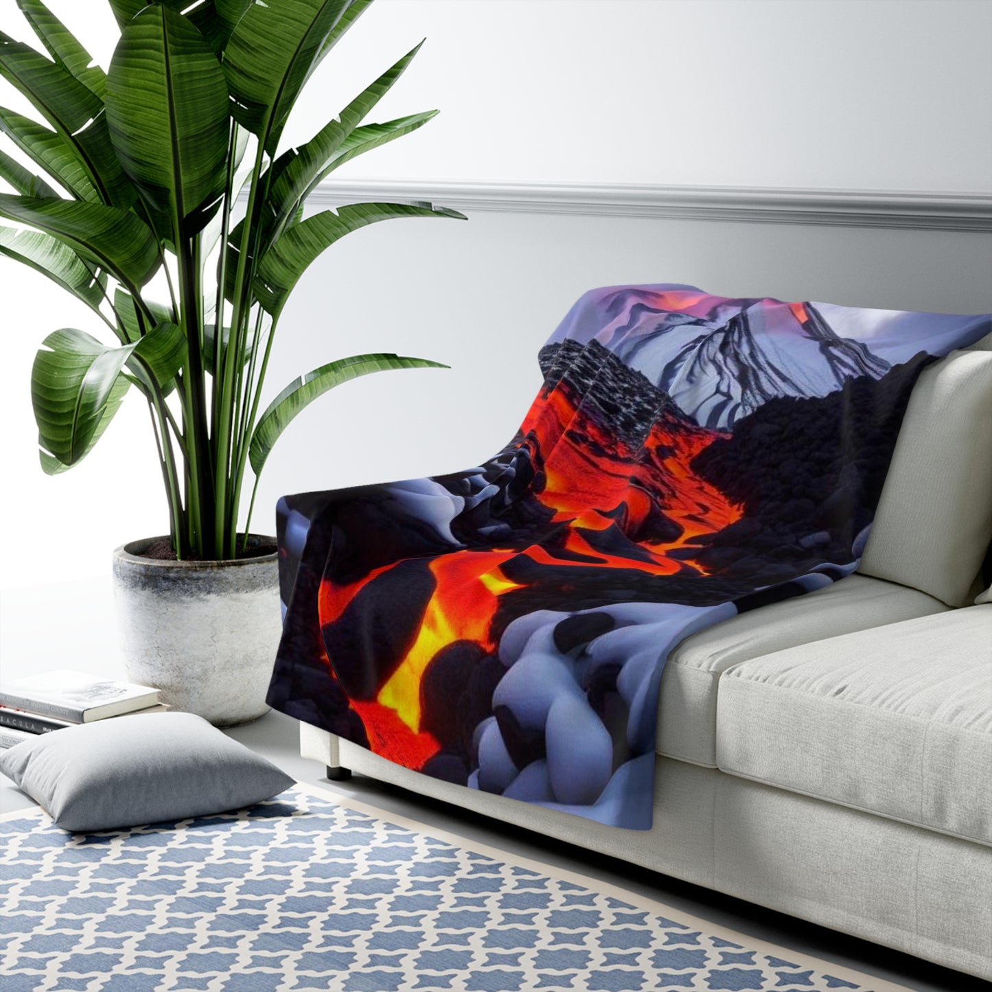 Fire and Ice Sherpa Fleece Blanket