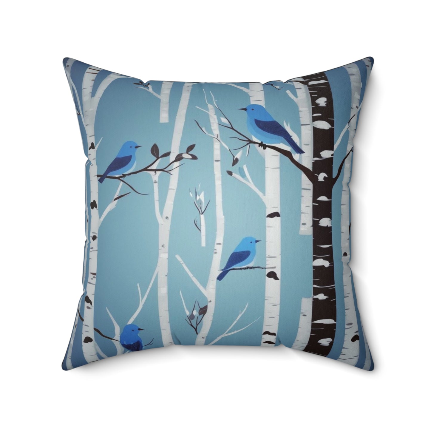 Birds in Birches Spun Polyester Square Pillow