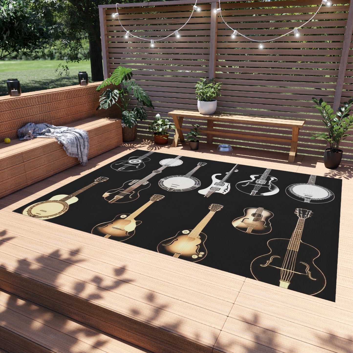 Banjos & Guitars Outdoor Rug