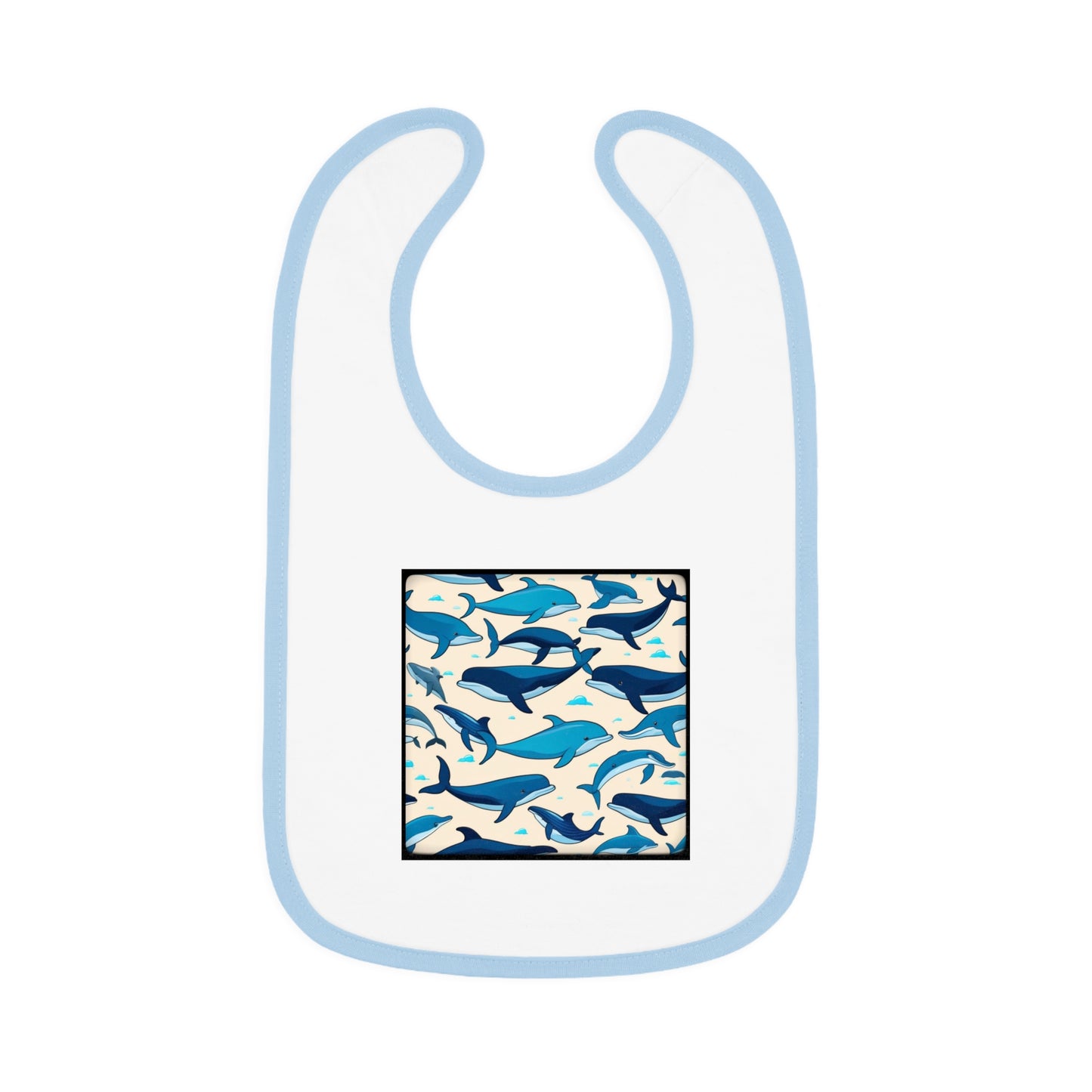 Whales Baby Contrast Trim Jersey Bib