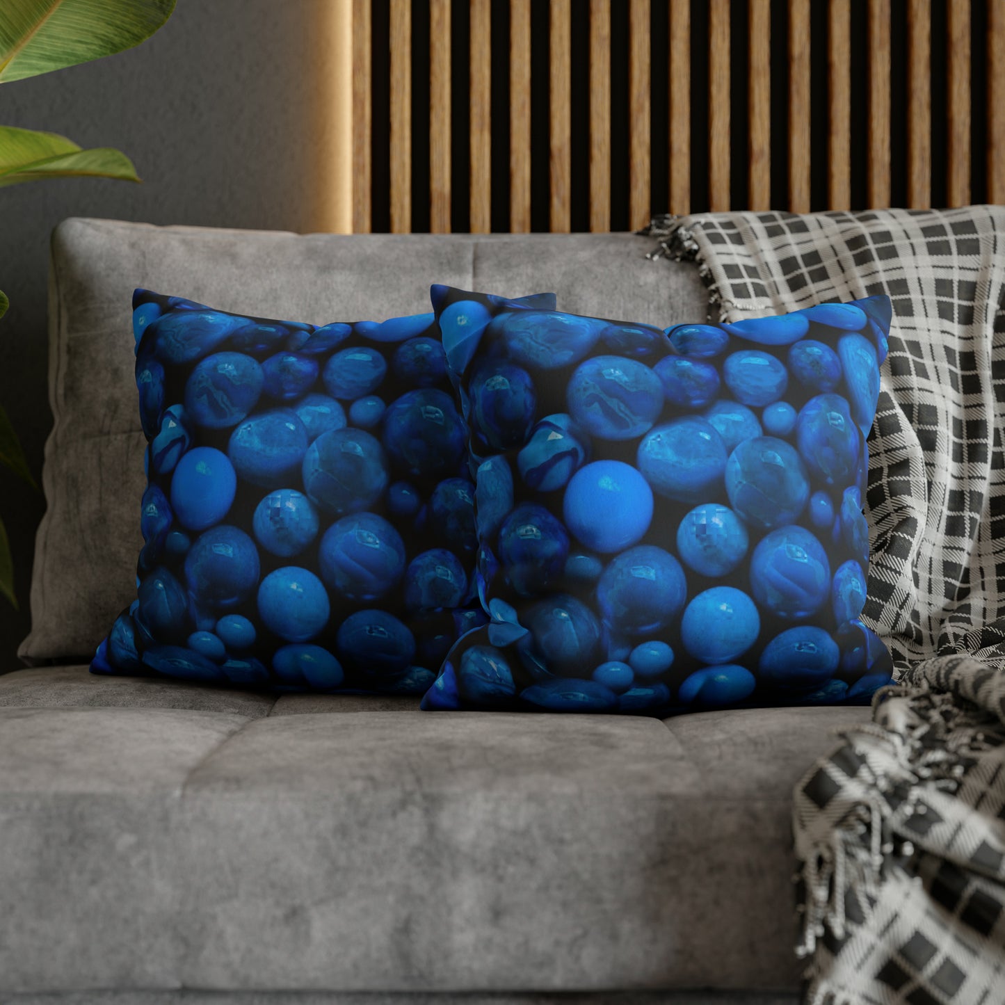 Blue Marbles Faux Suede Square Pillowcase