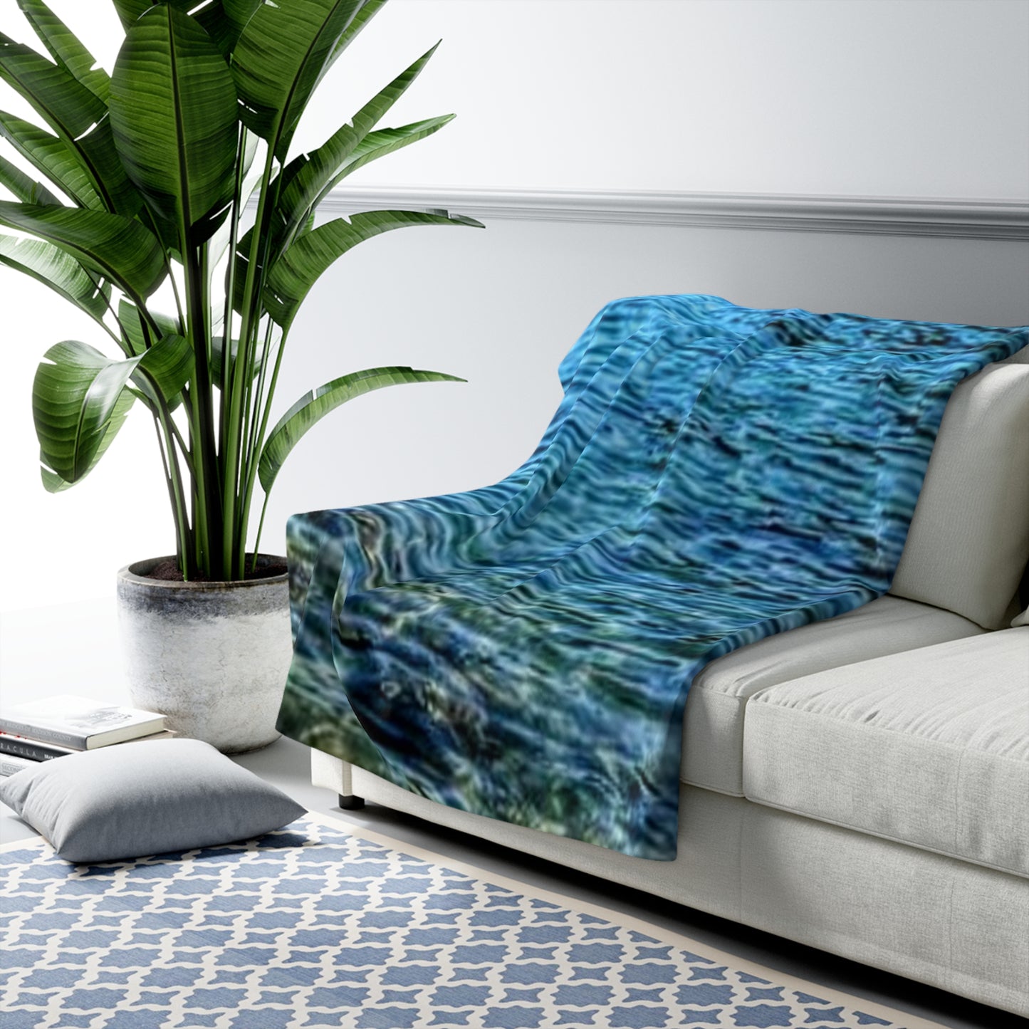 Marine Blue Sherpa Fleece Blanket