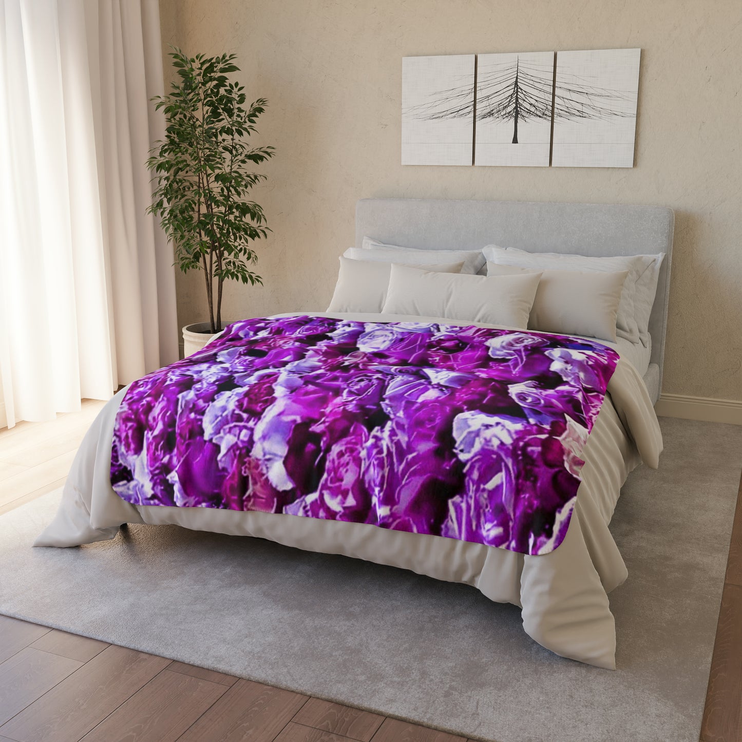 Pink Roses Fleece Sherpa Blanket