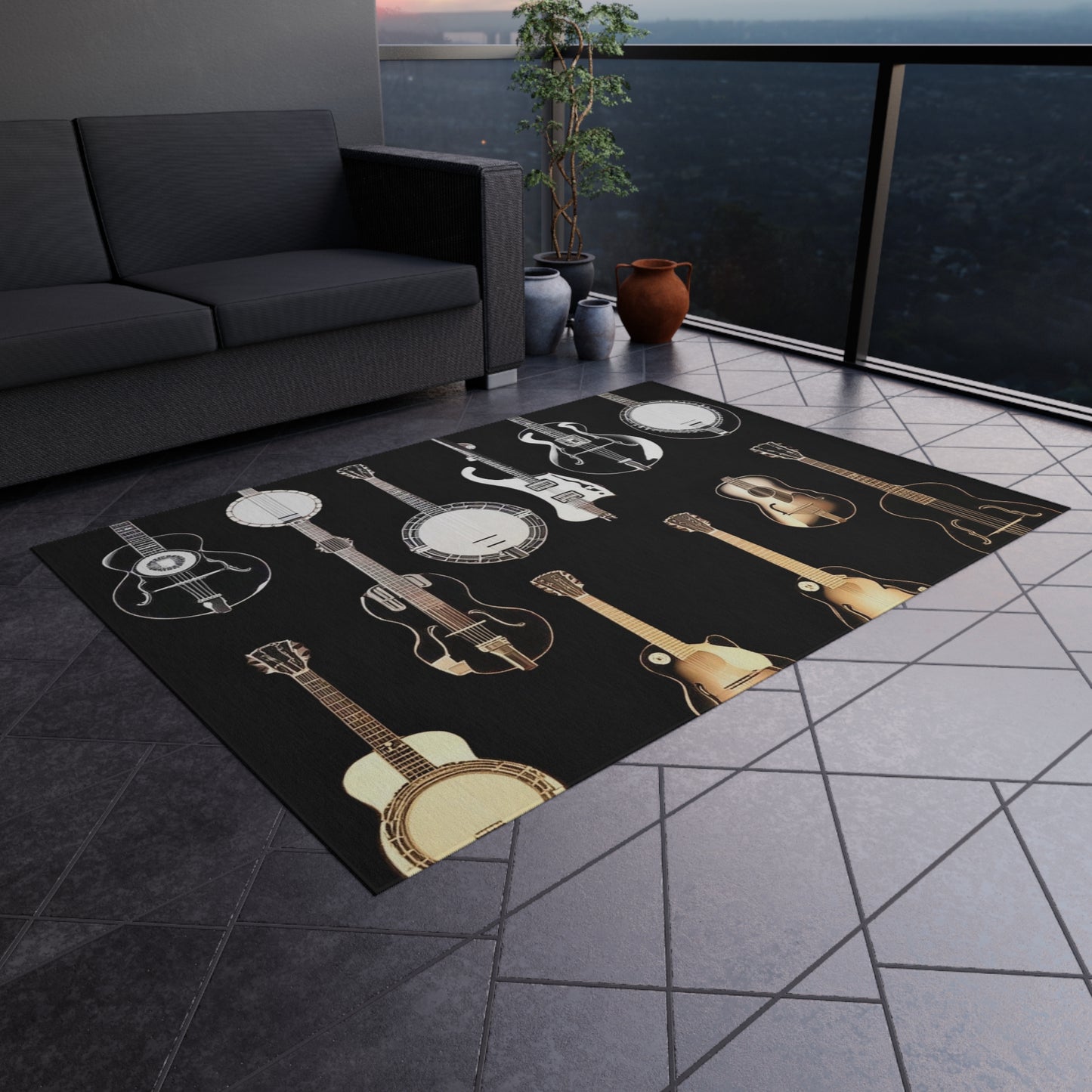 Banjos & Guitars Outdoor Rug