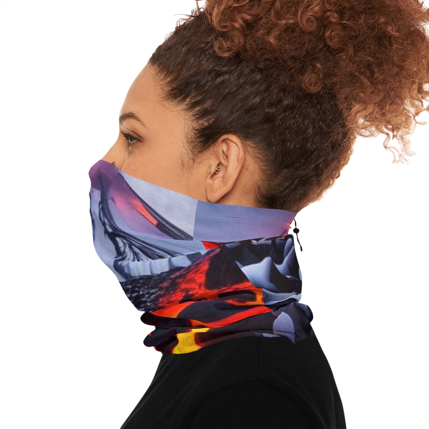 Fire and Ice Winter Neck Gaiter With Drawstring