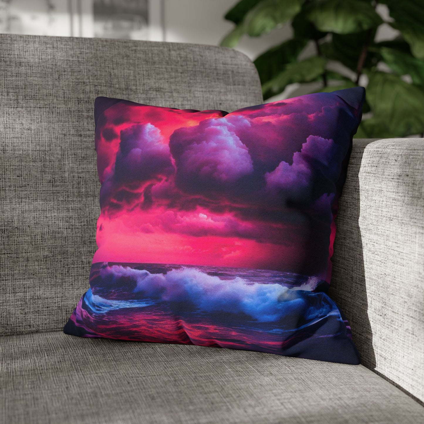 Fire Sky Spun Polyester Square Pillowcase