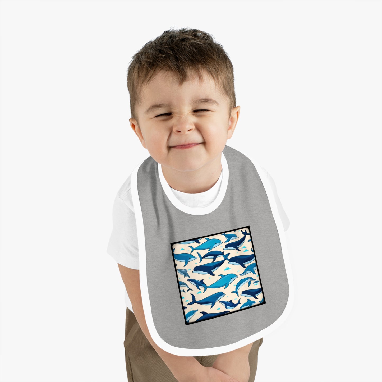 Whales Baby Contrast Trim Jersey Bib