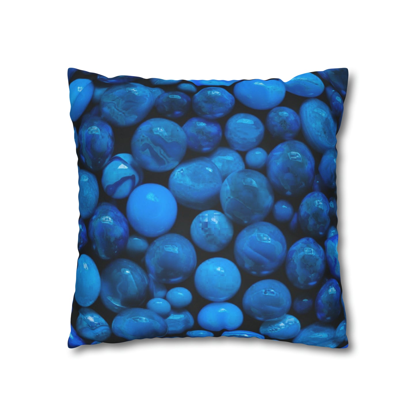 Blue Marbles Faux Suede Square Pillowcase