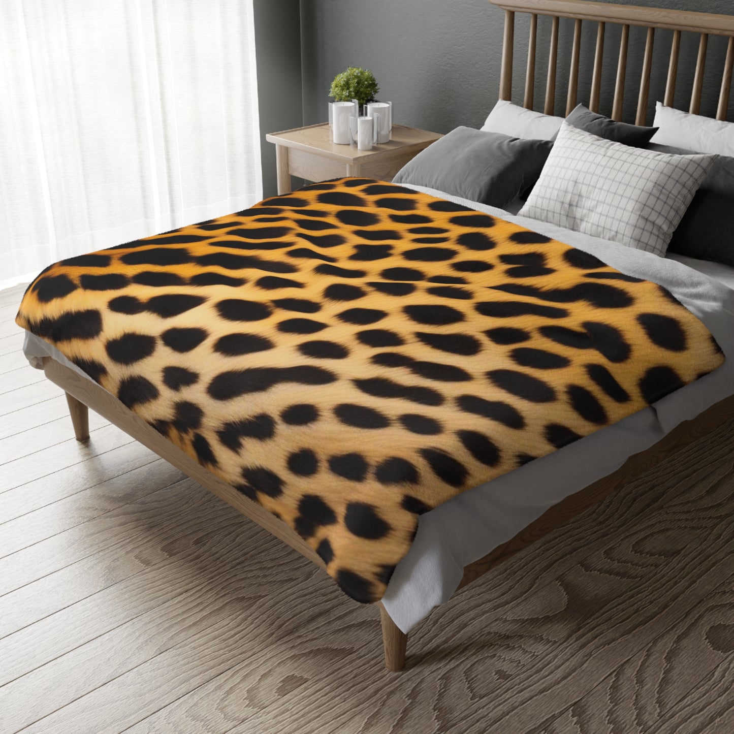 Cheetah fur Velveteen Microfiber Blanket (Two-sided print)