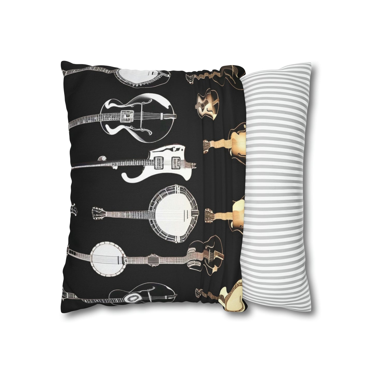 Banjos Guitars Spun Polyester Square Pillowcase