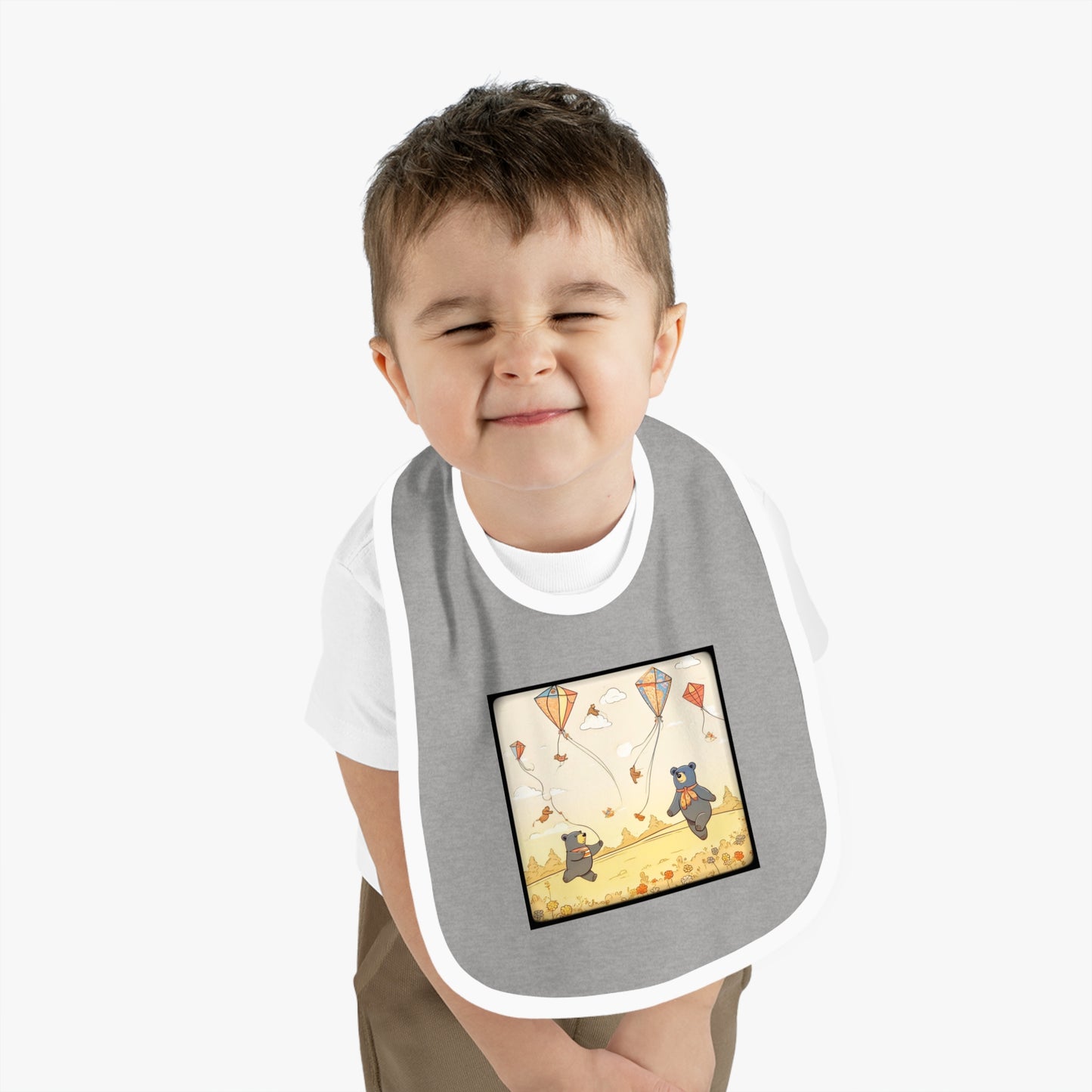 Bears and Kites Baby Contrast Trim Jersey Bib