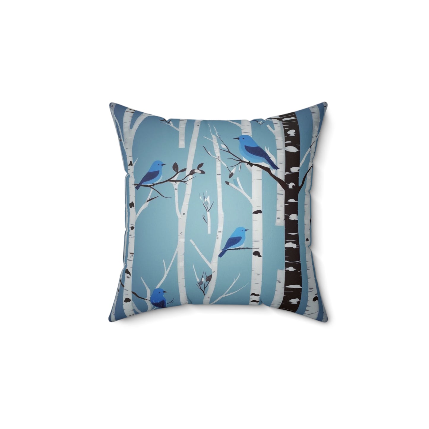 Birds in Birches Spun Polyester Square Pillow