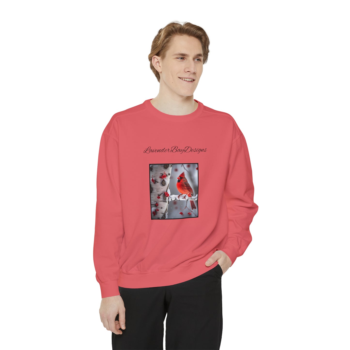 Cardinals in the Snow Unisex Garment-Dyed Sweatshirt