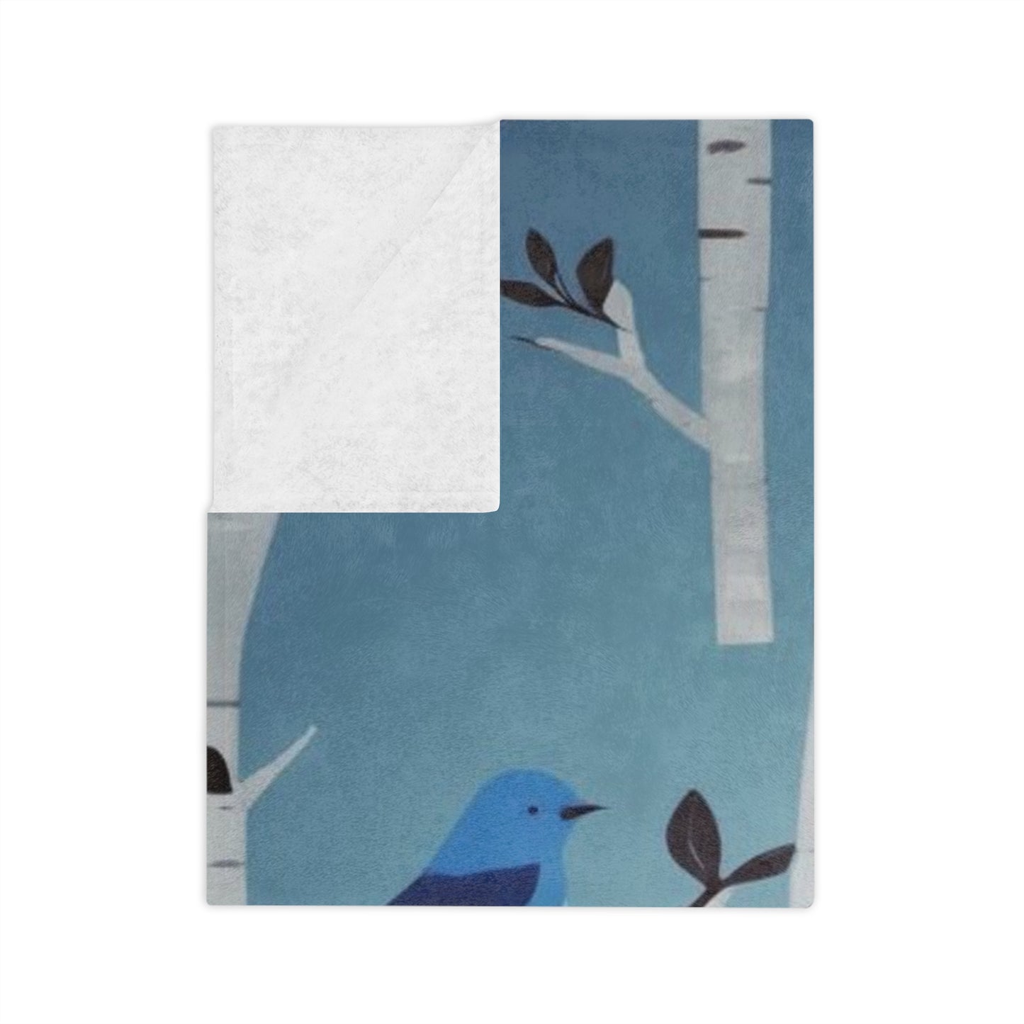 Bluebirds and Birch Velveteen Microfiber Blanket