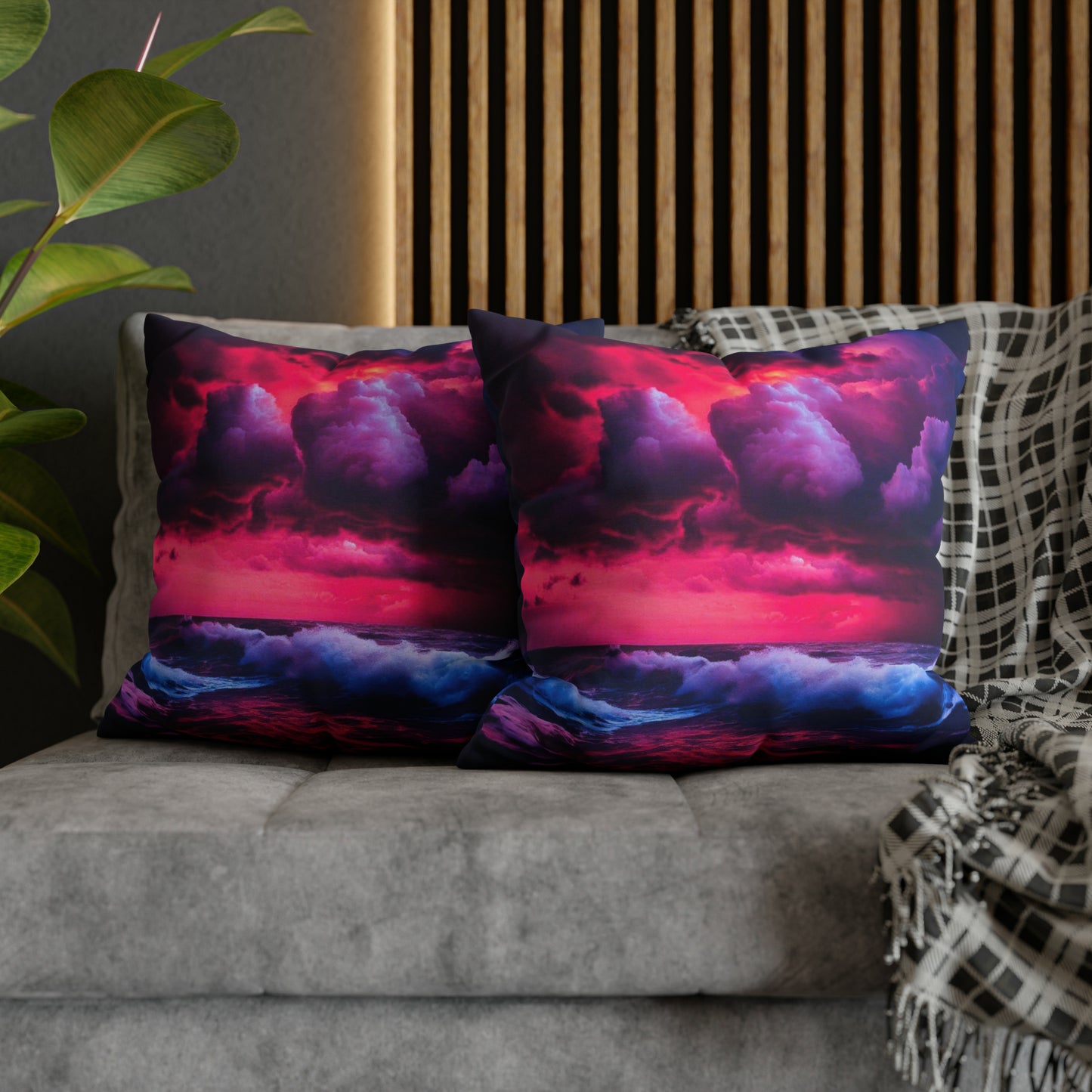 Fire Sky Spun Polyester Square Pillowcase