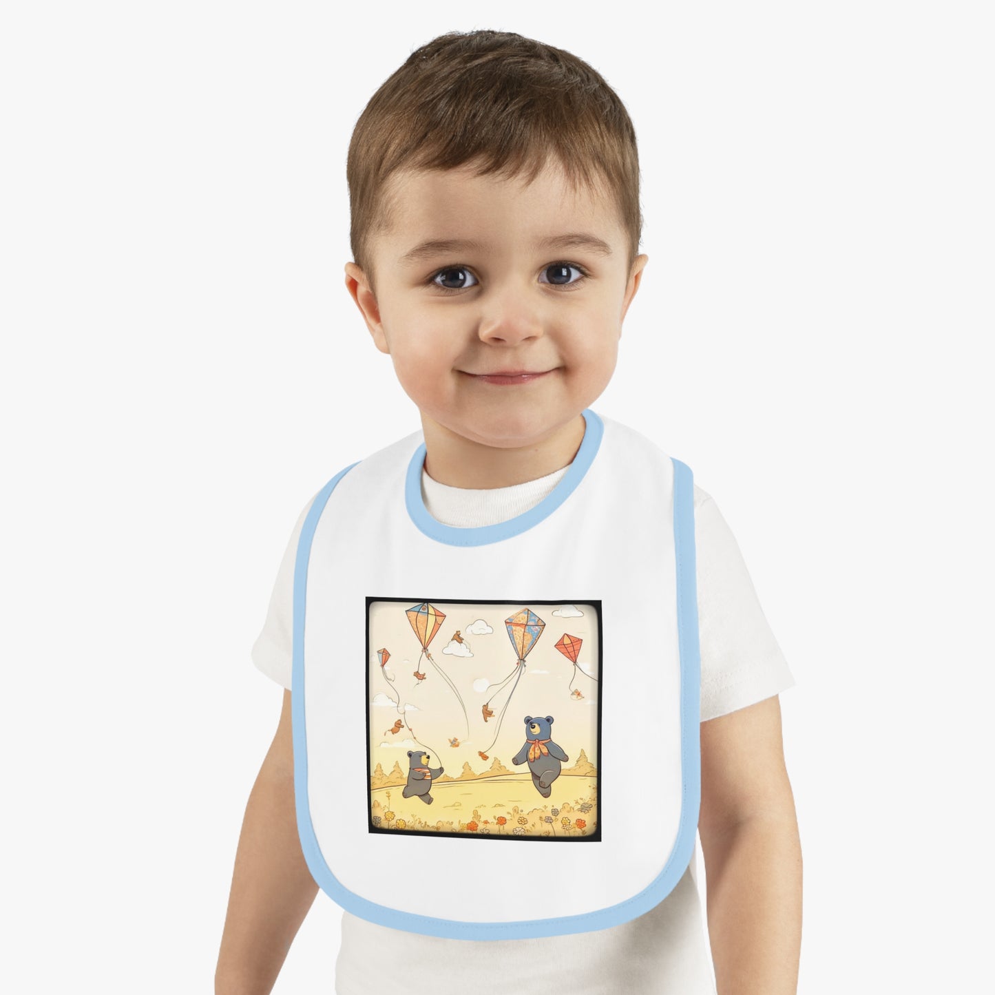 Bears and Kites Baby Contrast Trim Jersey Bib