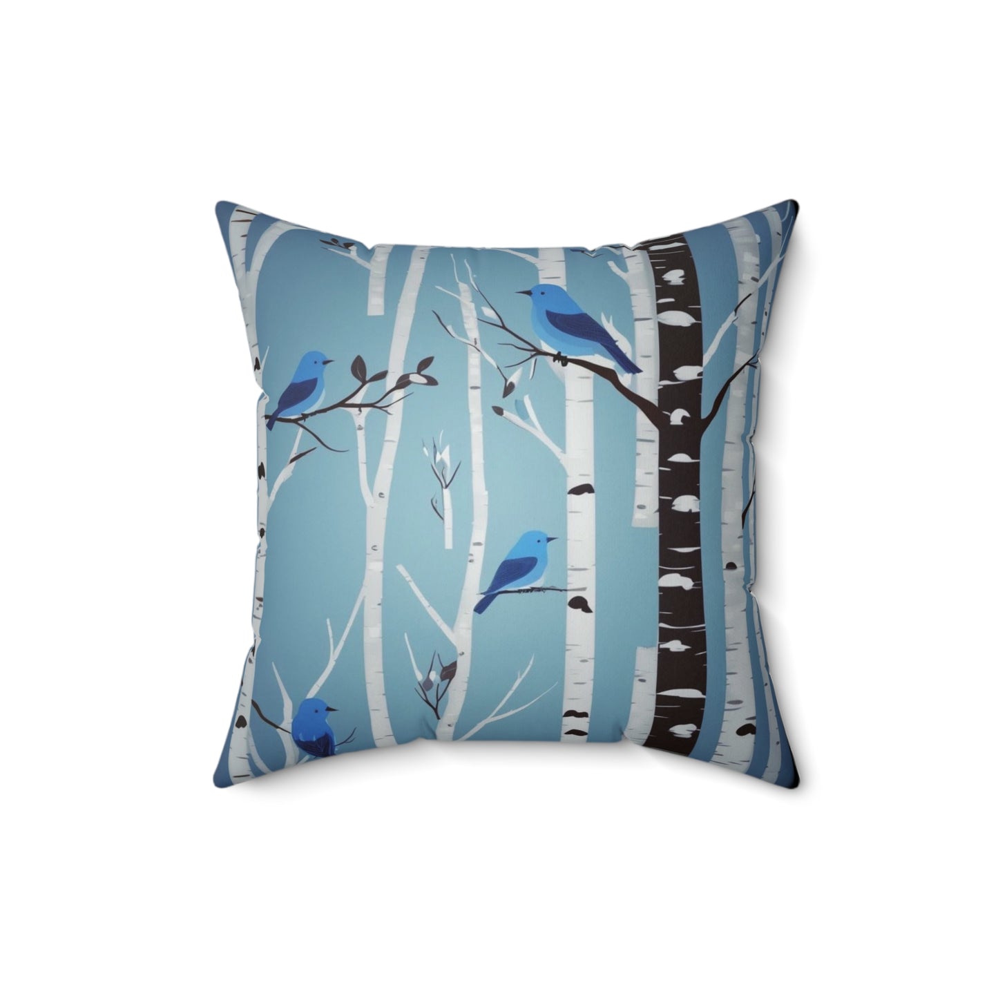 Birds in Birches Spun Polyester Square Pillow