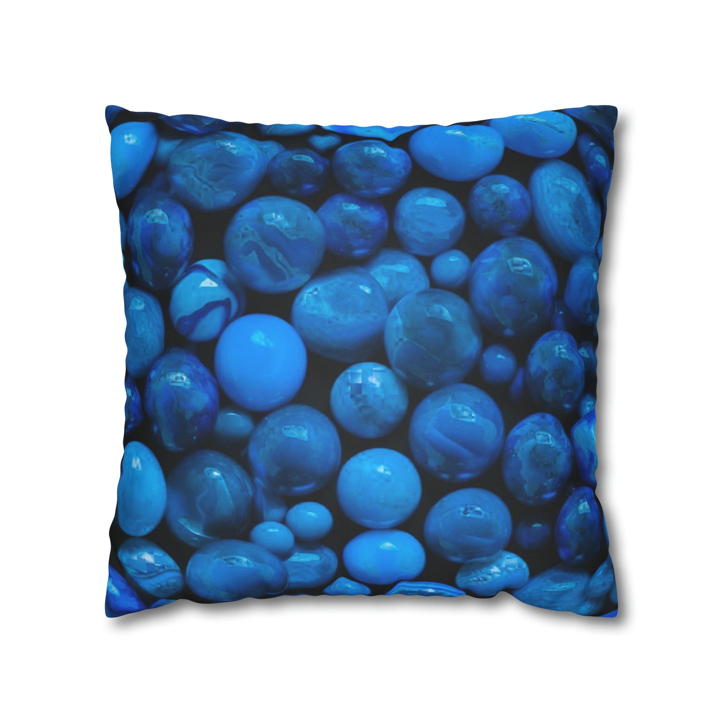 Blue Marbles Faux Suede Square Pillowcase