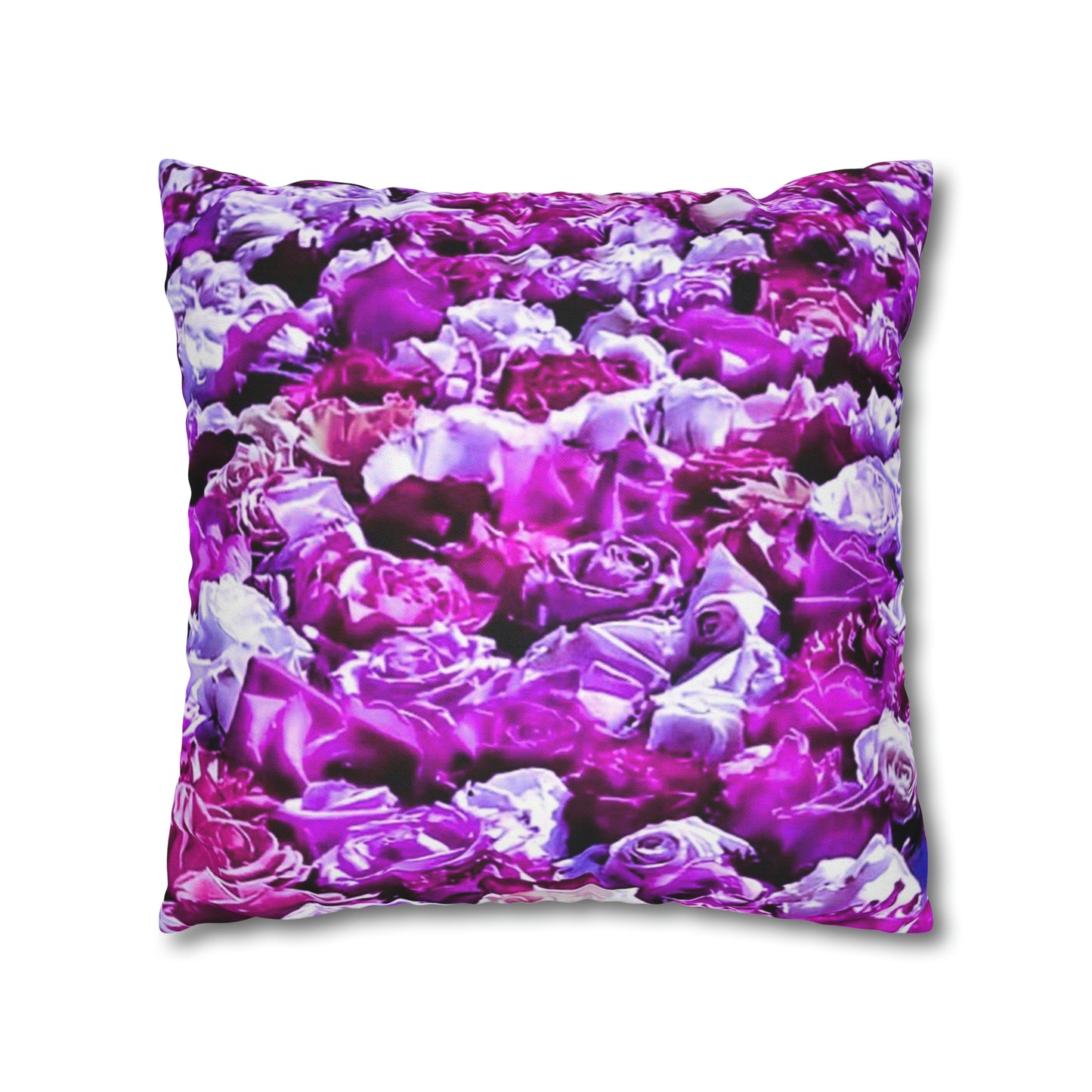 Pink Roses Spun Polyester Square Pillowcase