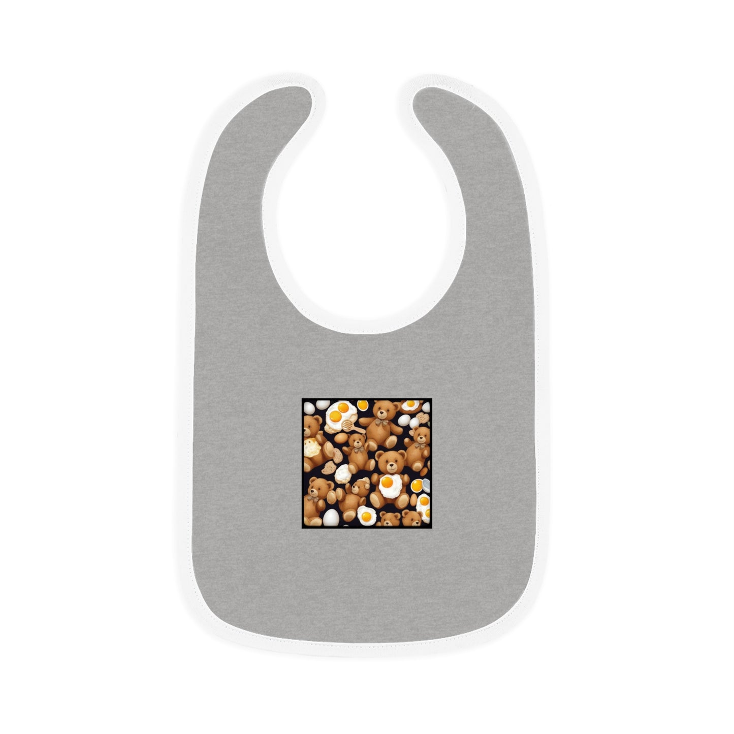 Bears and Fried Eggs Baby Contrast Trim Jersey Bib