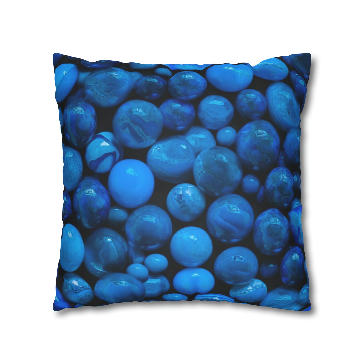 Blue Marbles Faux Suede Square Pillowcase