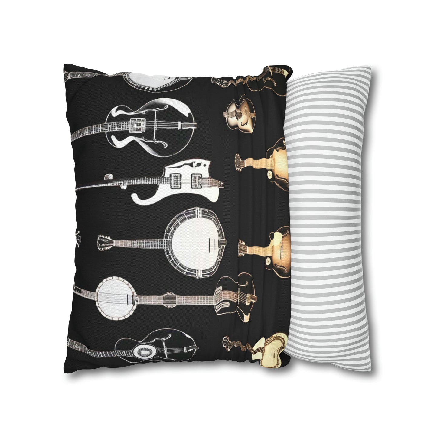 Banjos Guitars Spun Polyester Square Pillowcase