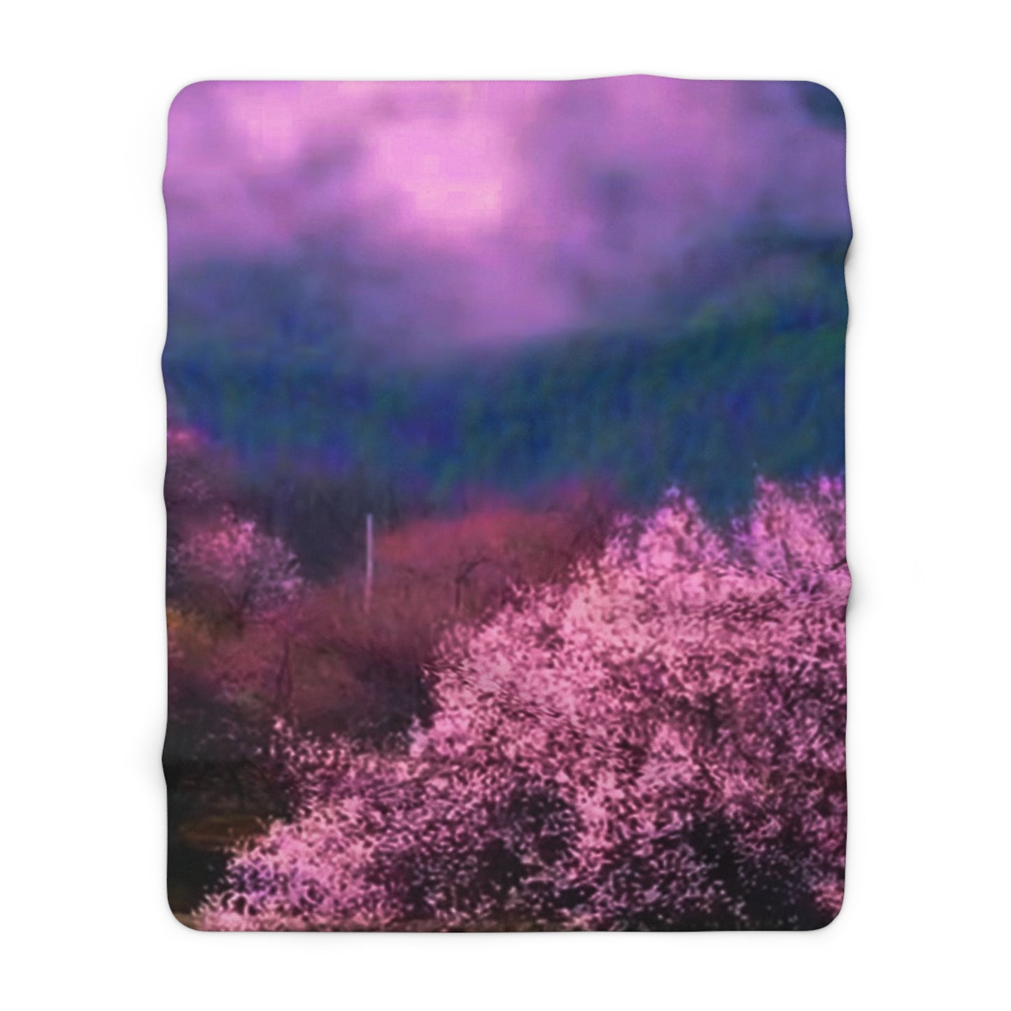 Pink forest Sherpa Fleece Blanket