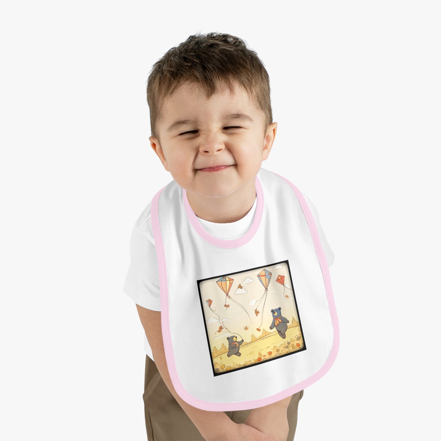 Bears and Kites Baby Contrast Trim Jersey Bib