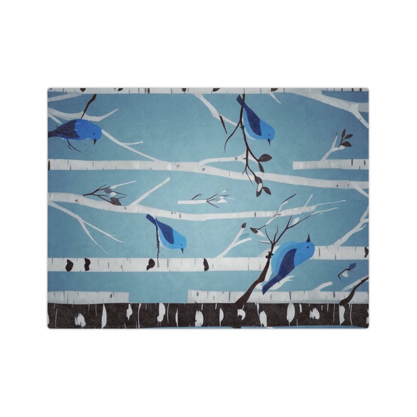 Bluebirds and Birch Velveteen Microfiber Blanket