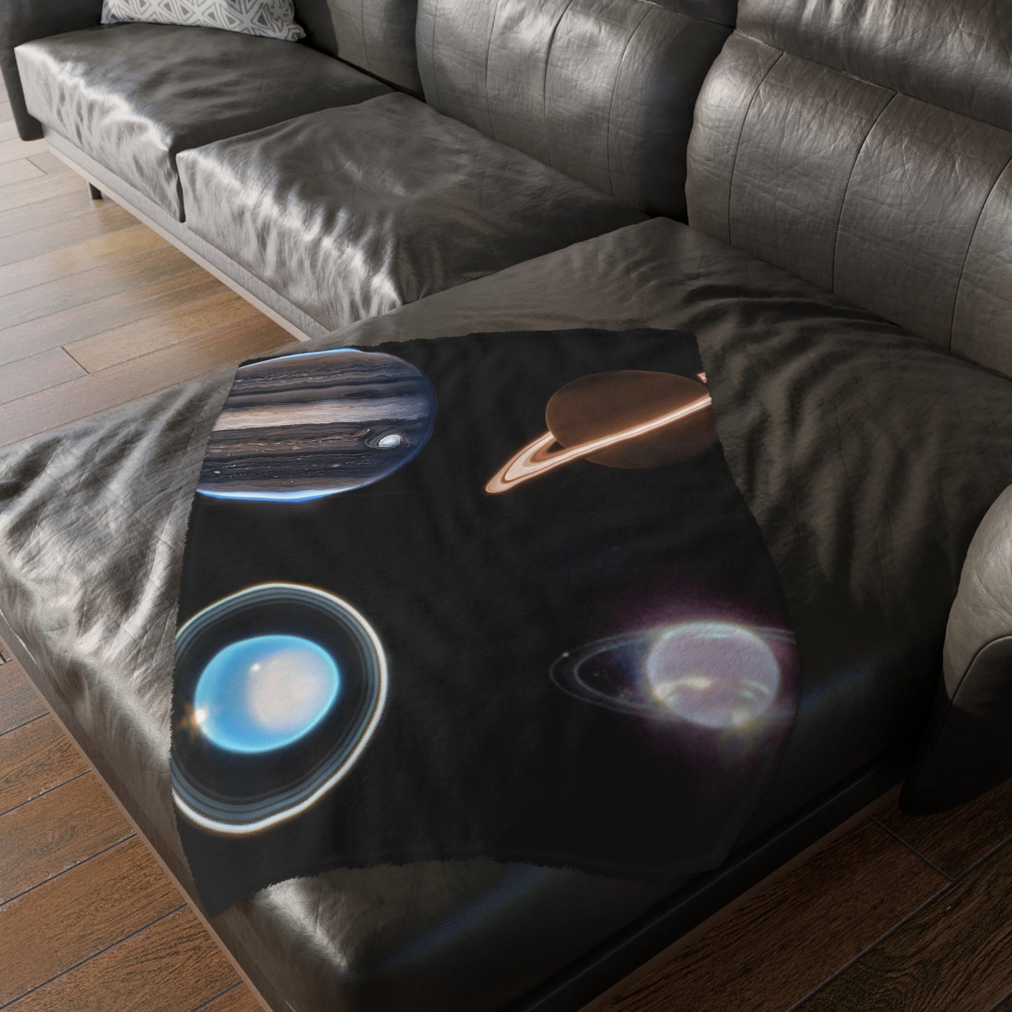 Space Planets Velveteen Microfiber Blanket (Two-sided print)