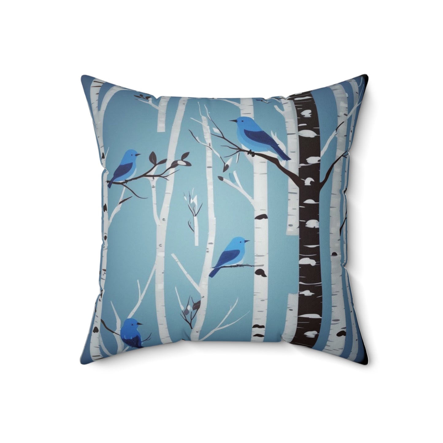 Birds in Birches Spun Polyester Square Pillow