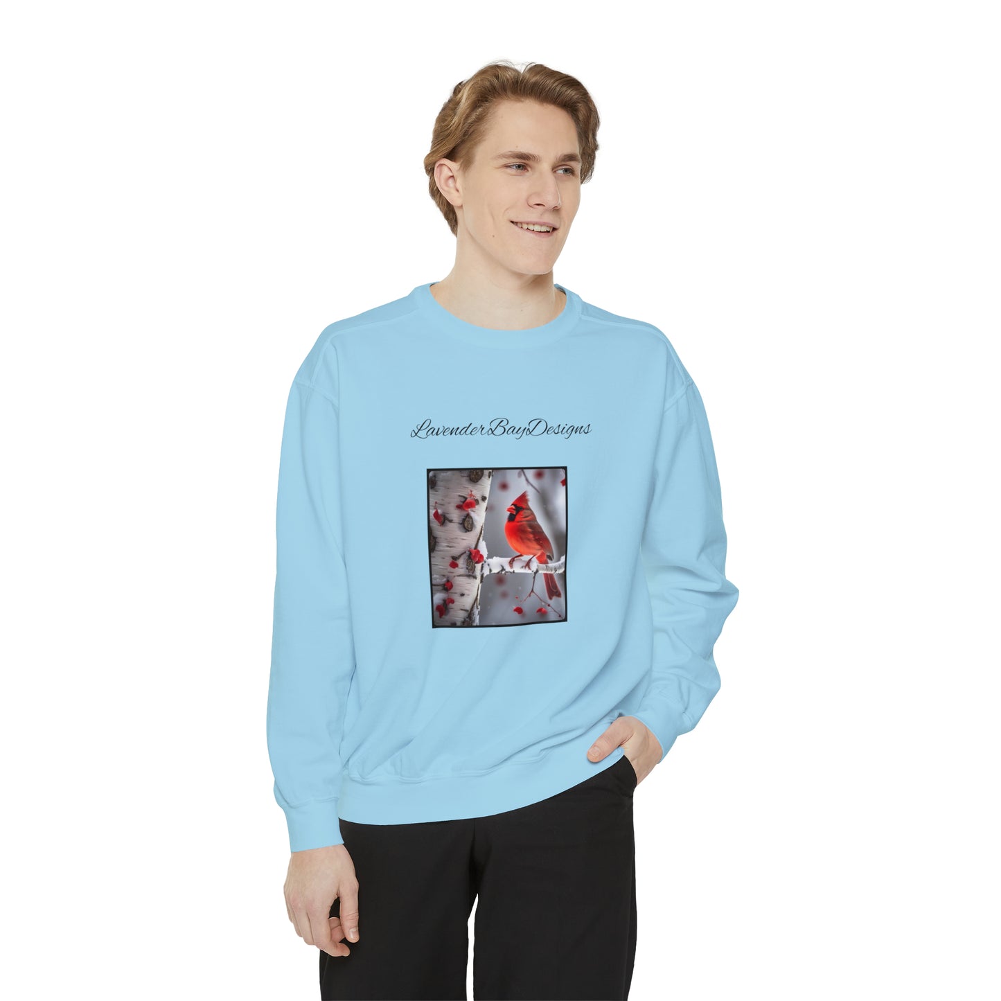 Cardinals in the Snow Unisex Garment-Dyed Sweatshirt