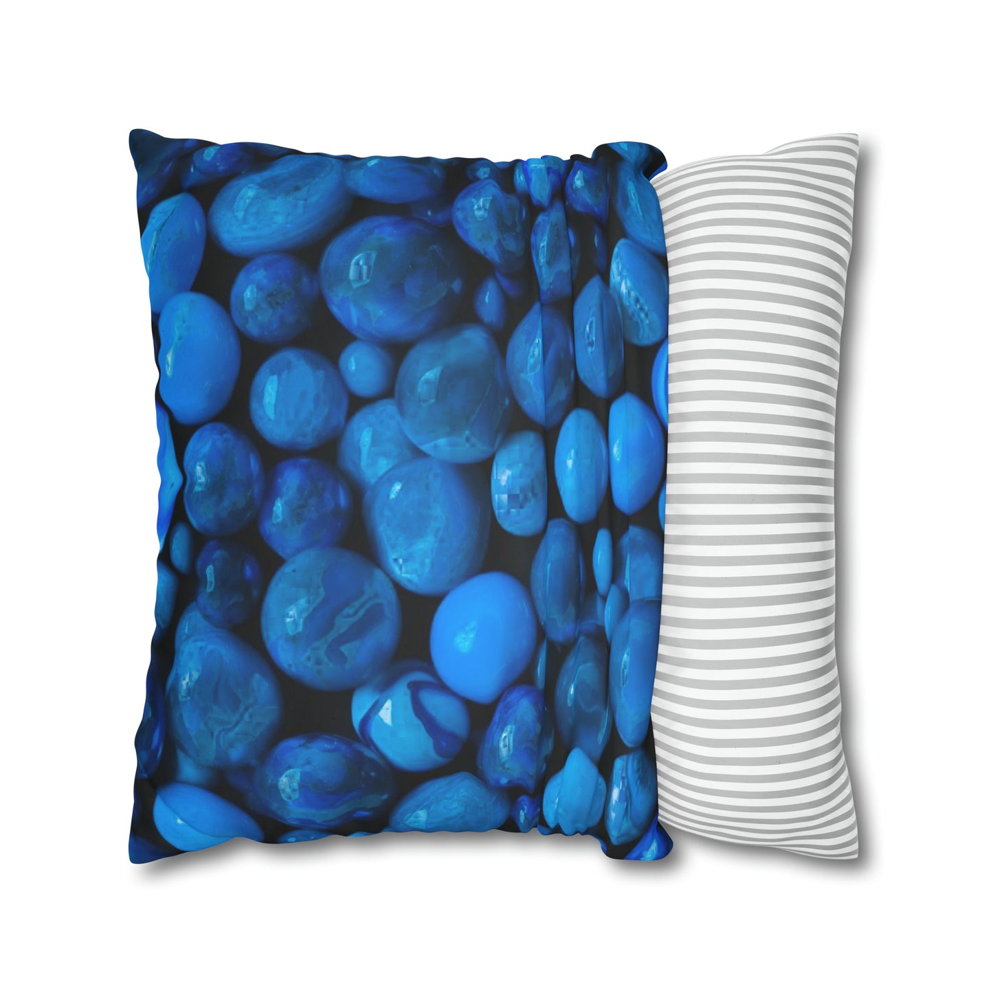 Blue Marbles Faux Suede Square Pillowcase