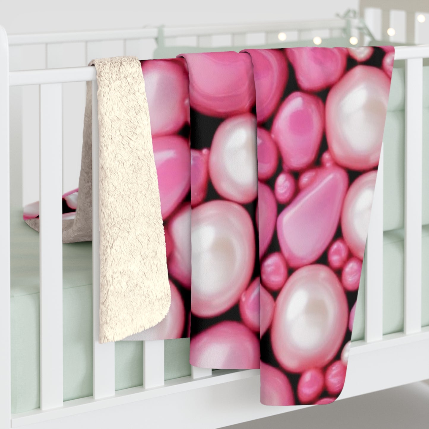 Pearls and Pink Sherpa Fleece Blanket