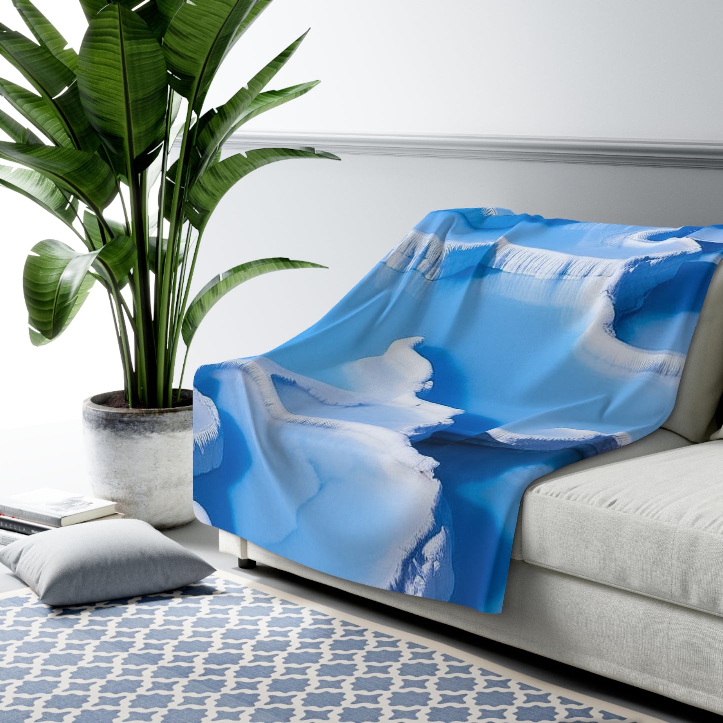 Sweet Aqua Blue and Jade Sherpa Fleece Blanket