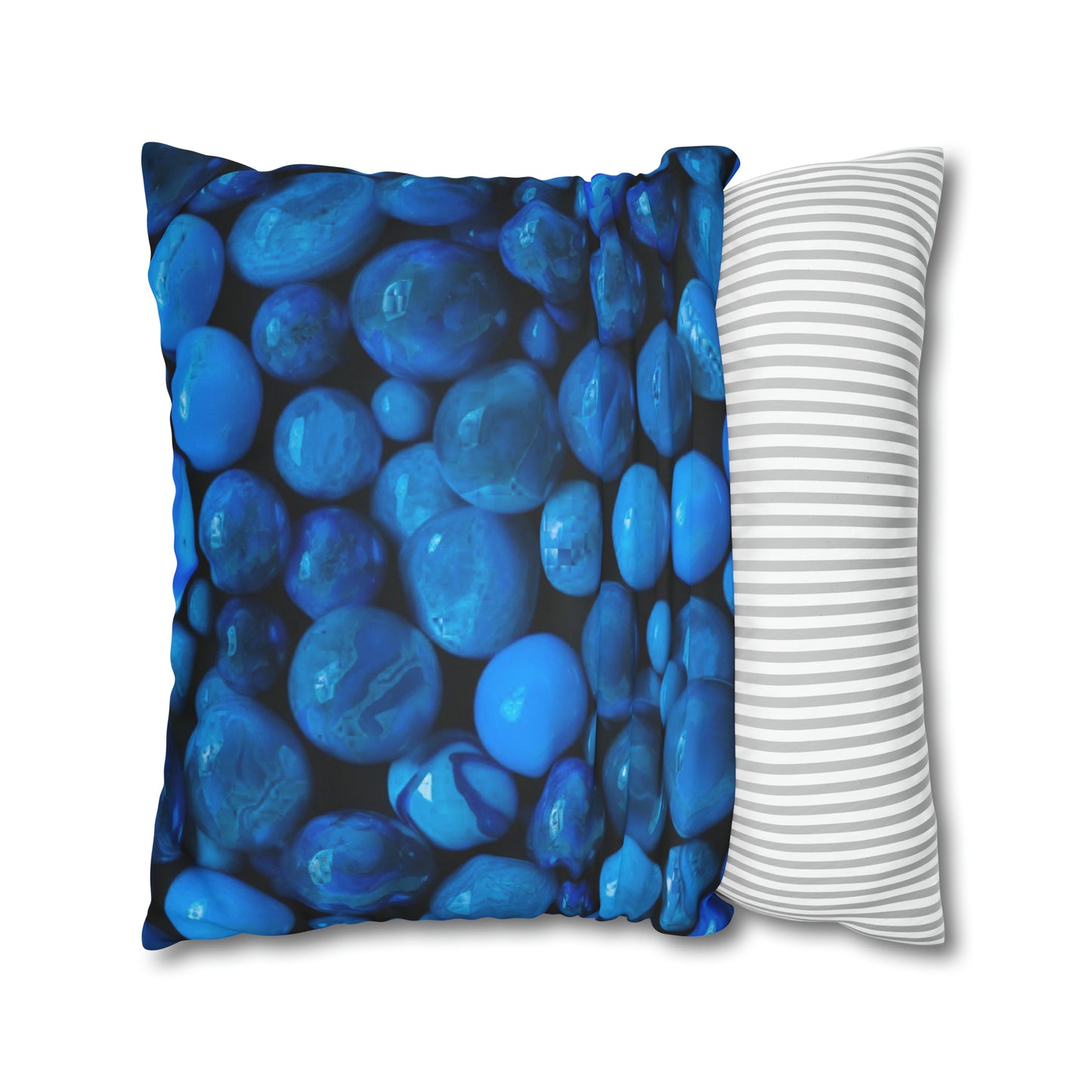 Blue Marbles Faux Suede Square Pillowcase