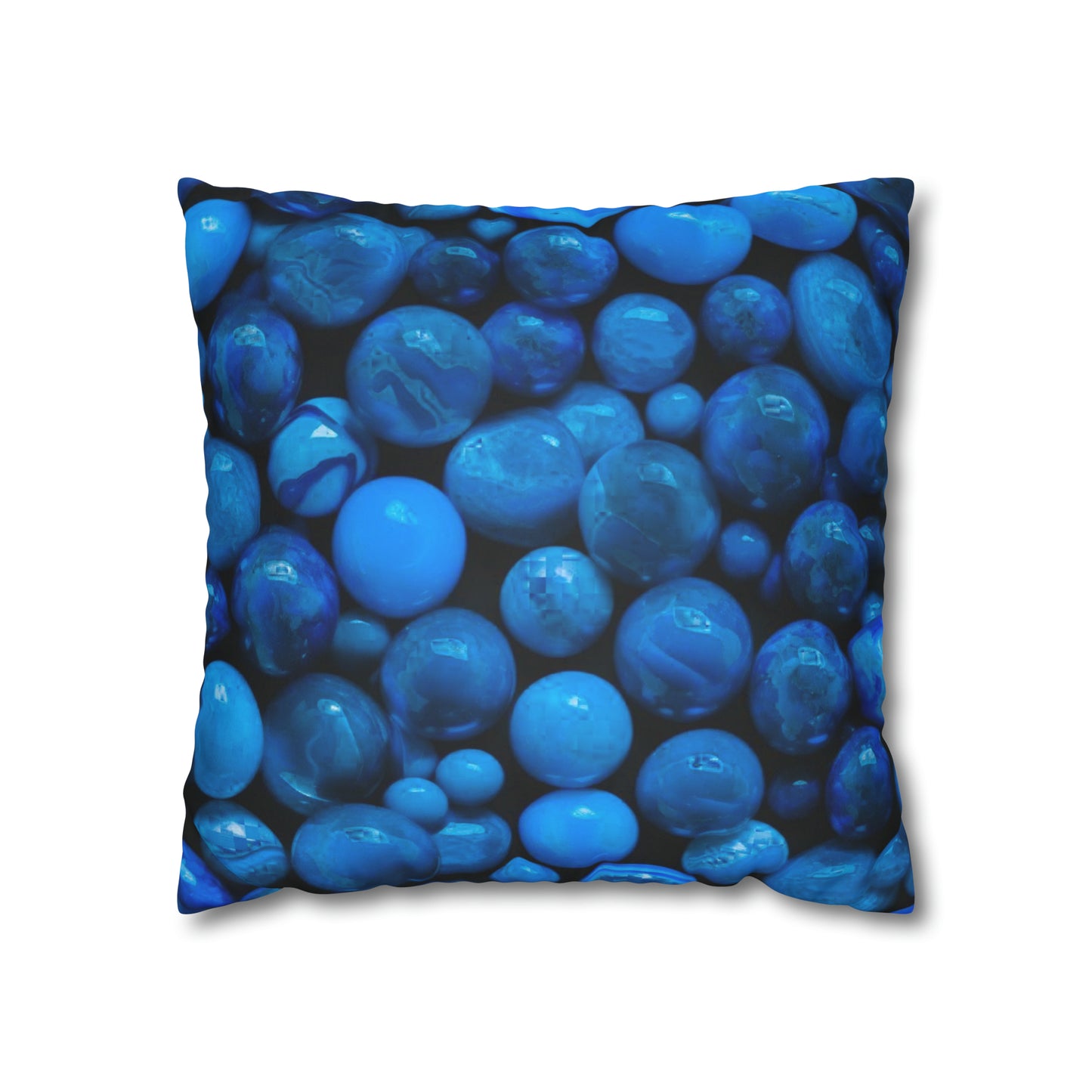 Blue Marbles Faux Suede Square Pillowcase