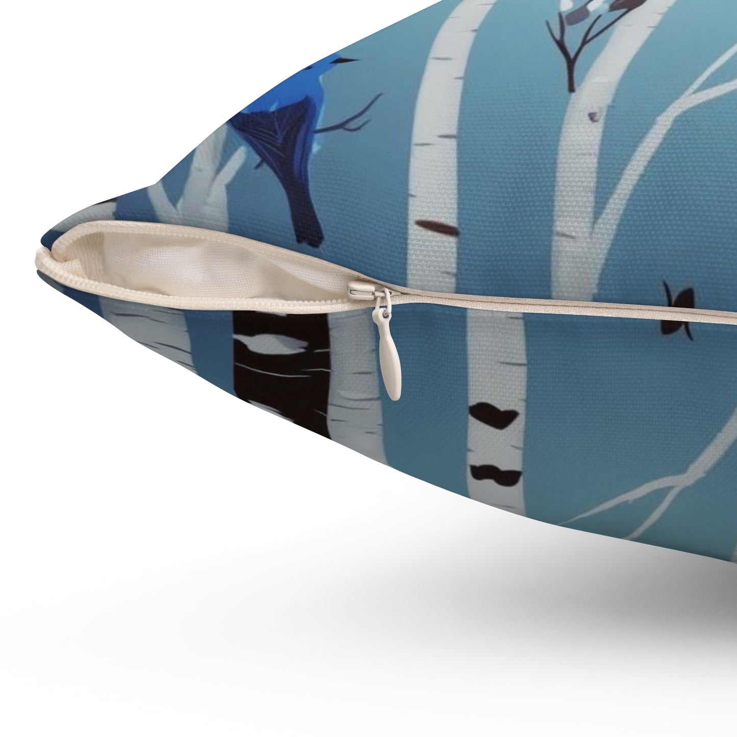 Birds in Birches Spun Polyester Square Pillow