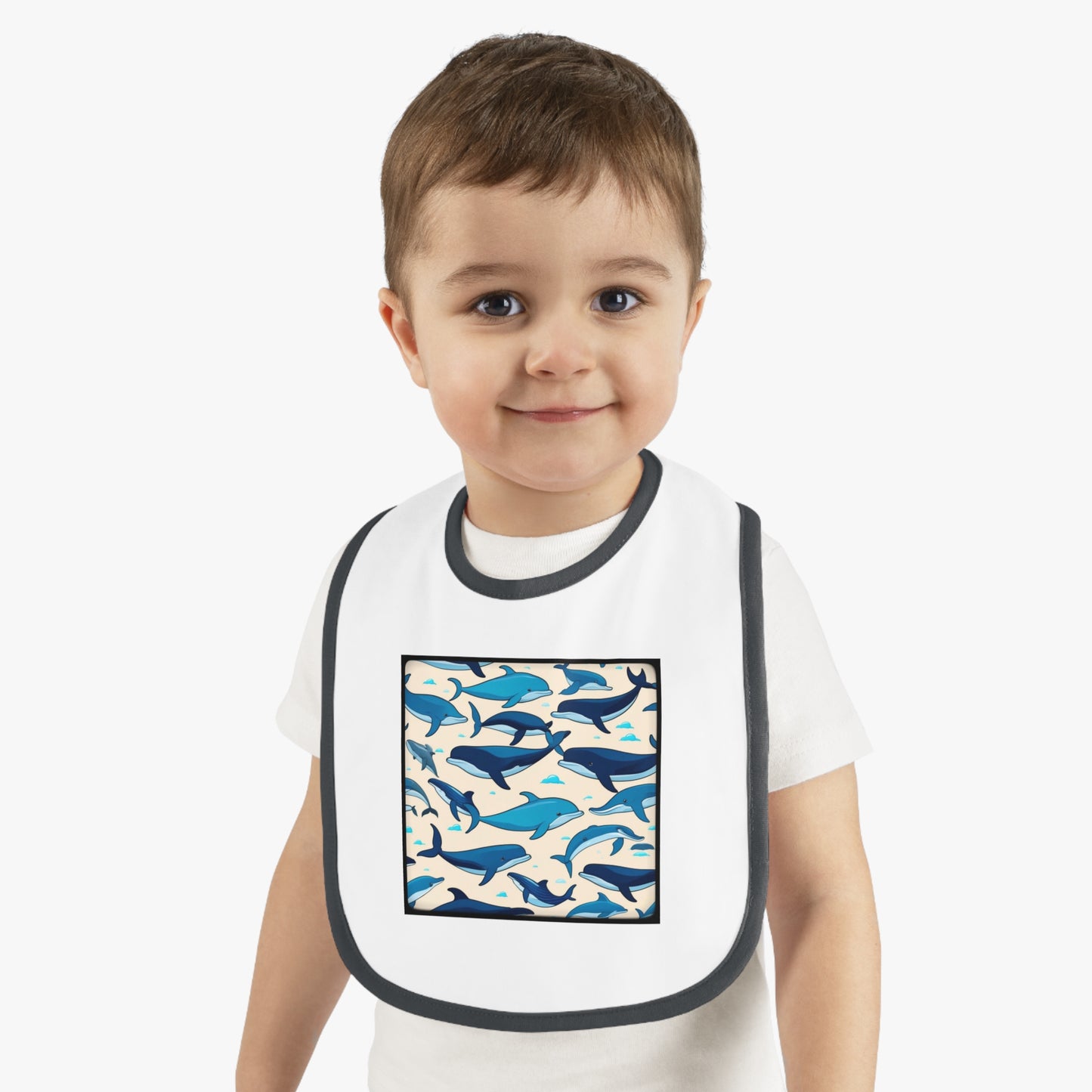 Whales Baby Contrast Trim Jersey Bib