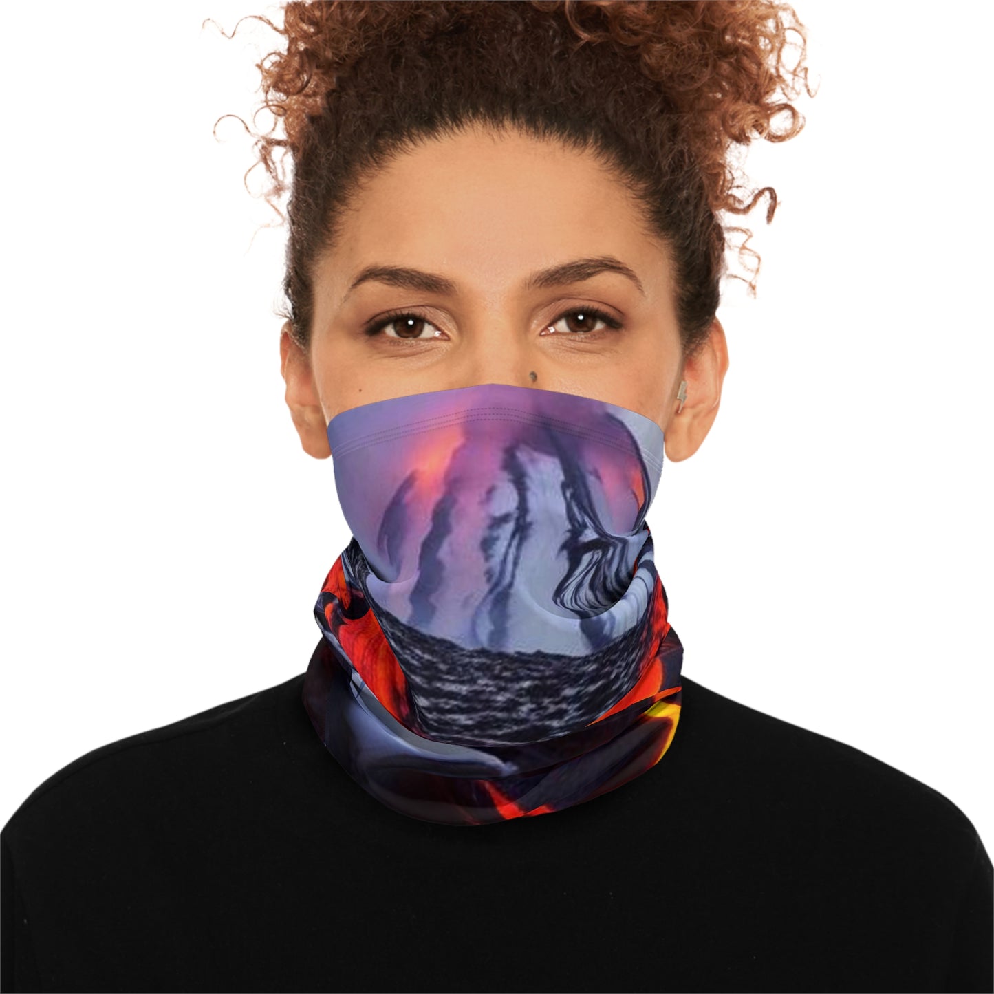 Fire and Ice Winter Neck Gaiter With Drawstring