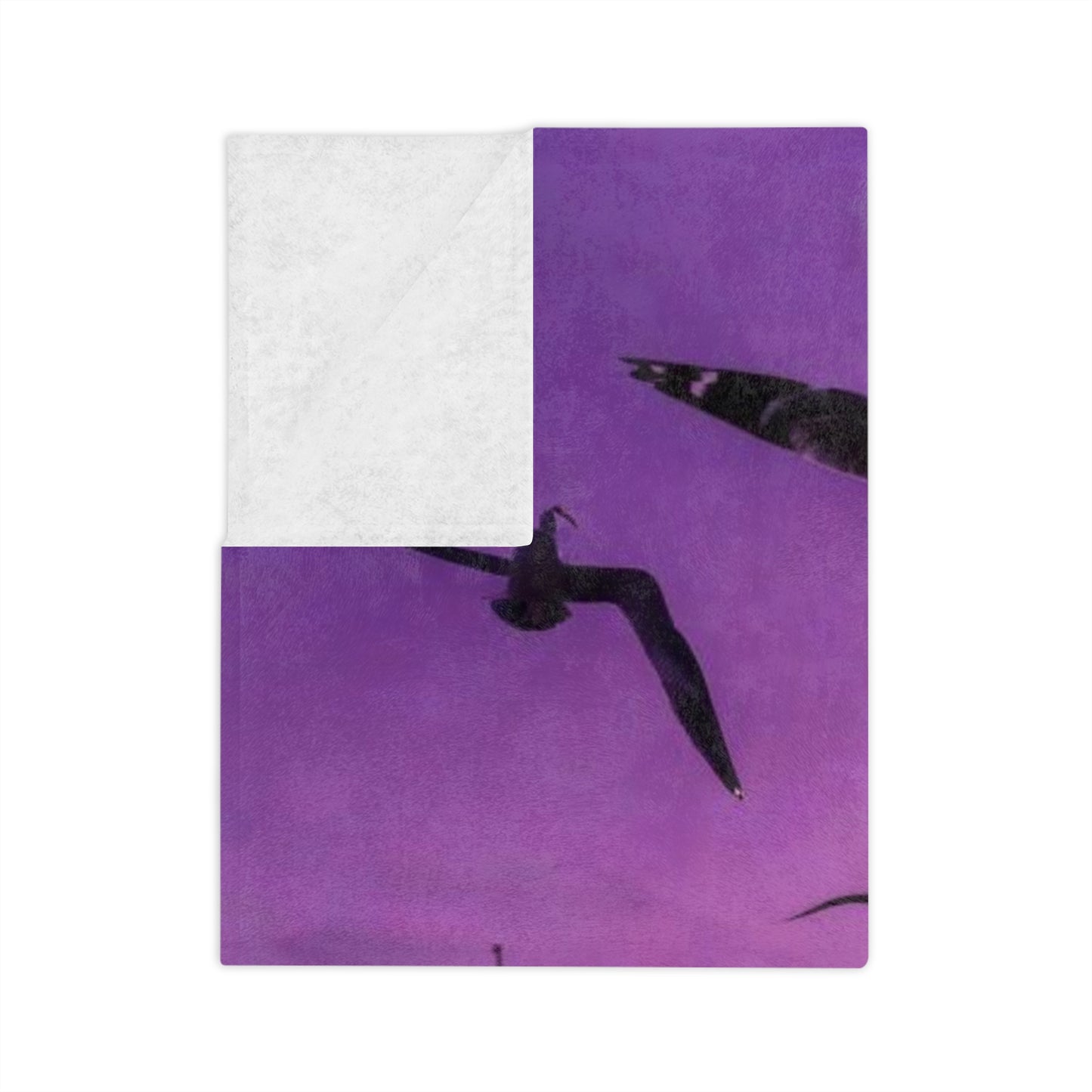 Seagulls Purple Sky Velveteen Microfiber Blanket