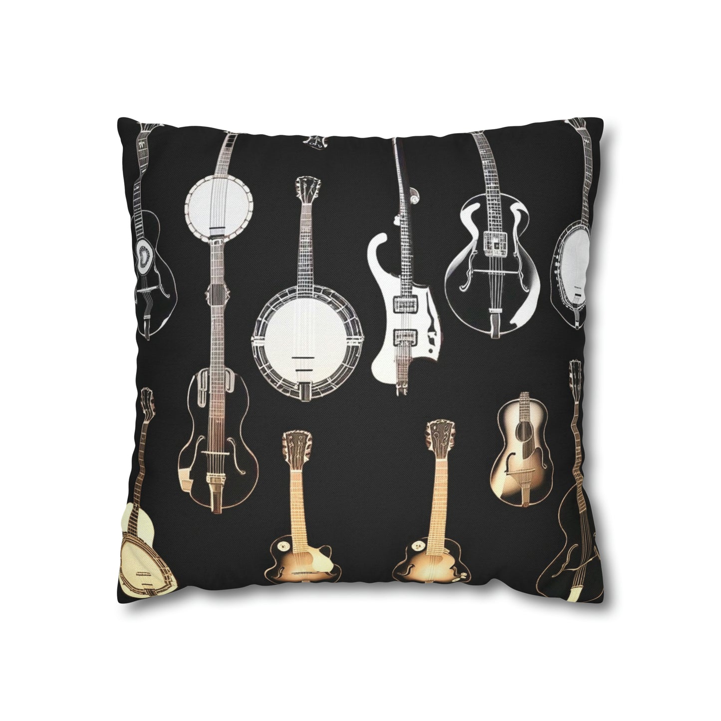 Banjos Guitars Spun Polyester Square Pillowcase